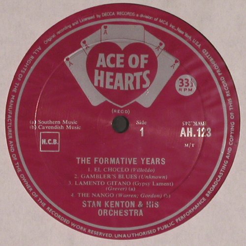 Kenton,Stan & his Orch.: The Formative Years, Hollyw.1942, Ace of Hearts (AH 123), UK, Mono, 1967 Typ: LP Best.-Nr.: V4243 Preis: 17,50 Euro