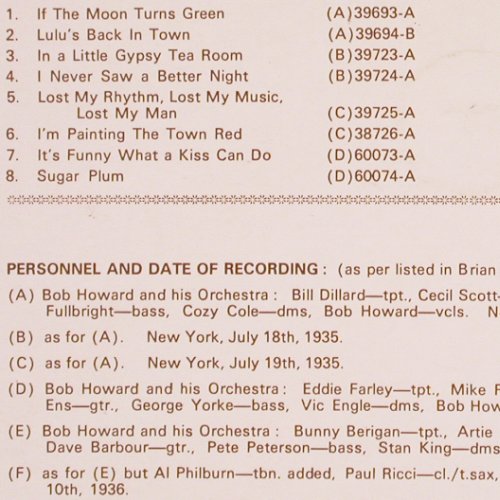 Howard,Bob: All American Swing Groups, Vol.2, Rarities No.49(RARITIES No. 49), DK,1935-36,  - LP - V4325 - 9,00 Euro