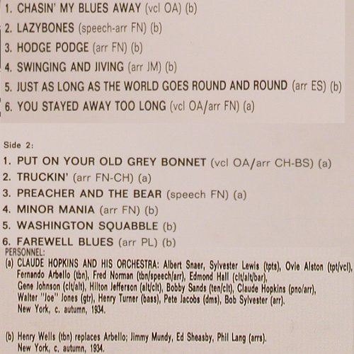 Hopkins,Claude  and his Orch.: Harlem 1934, Swing Classics(ET2), S, 1977 - LP - V4328 - 9,00 Euro