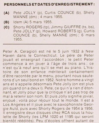 Jolly,Pete: Jolly jumps in (1955), RCA Jazz Line (PM 43666), F Typ: LP Best.-Nr.: V4331 Preis: 9,00 Euro