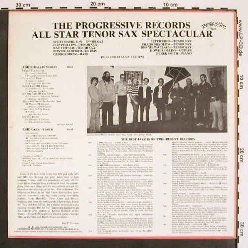 Progrssive Rec. All Star Tenor Sax: Spect.Scott Hamilton, Peter Loeb..., Progressive Rec.(7019), US, 1980 - LP - V4343 - 11,50 Euro