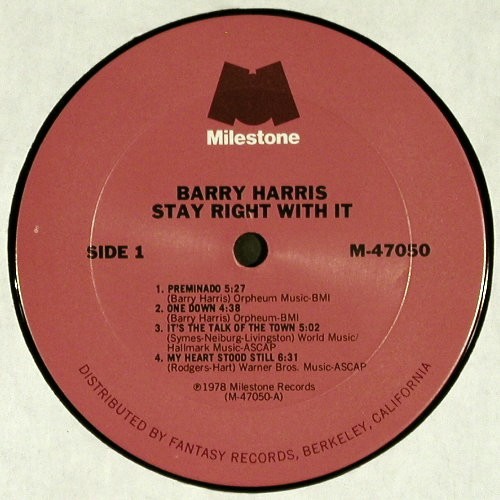 Harris,Barry: Stay Right with it, Foc, vg+/vg+, Milestone(M-47050), US, 1978 - 2LP - V4347 - 9,00 Euro