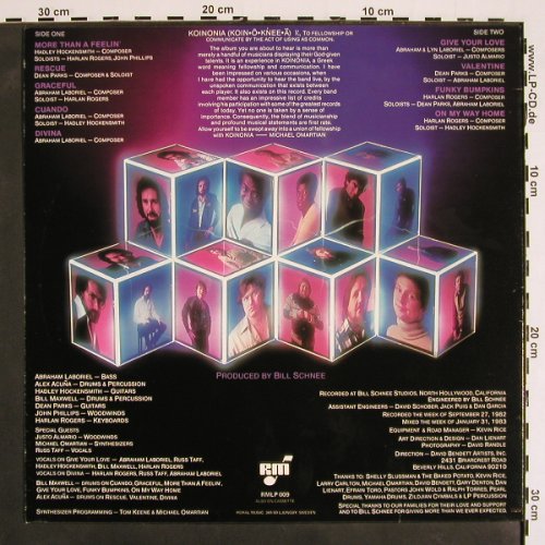 Koinonia: More Than A Feelin', m-/vg+, RM (RMLP 009), S, 1983 Typ: LP Best.-Nr.: V4381 Preis: 6,00 Euro