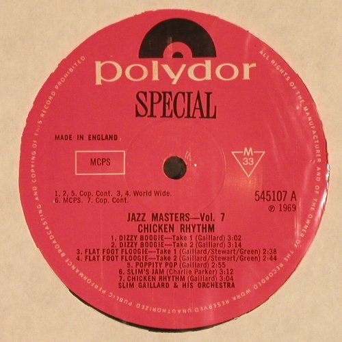 Gaillard,Slim & Friends: Chicken Rhythm,Jazz Master Vol.7, Polydor Special(545 107), UK, Mono, 1969 - LP - V4402 - 12,50 Euro