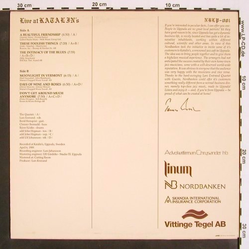 Erstrand,Lars - Quartet: Live at Katalin's, NB Nordbanken(NBLP-001), S, 1989 - LP - V4403 - 22,50 Euro