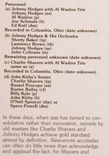Hodges,Johnny  - Charlie Shavers: A Man And His Music, Storyville(SLP 4073), CH, 1985 - LP - V4411 - 15,00 Euro