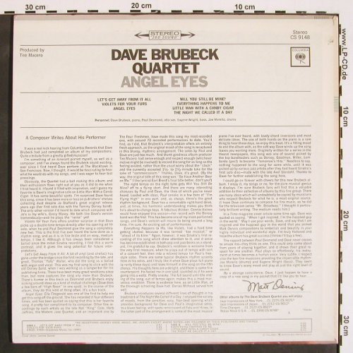 Brubeck Quartet,Dave: Angel Eyes, Mono, Columbia (CS 9148), US,co, 1965 Typ: LP Best.-Nr.: V4413 Preis: 20,00 Euro