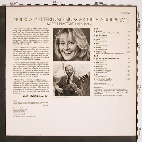 Zetterlund,Monika: sjunger Olle Adolphson, Phontastic (PHONT 7549), S, 1984 Typ: LP Best.-Nr.: V4415 Preis: 12,50 Euro