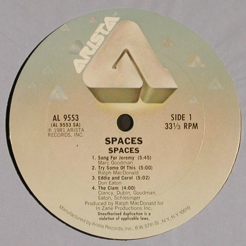 Spaces: Same, m /vg-, Arista (AL 9553), US, CO, 1981 Typ: LP Best.-Nr.: V4568 Preis: 5,00 Euro