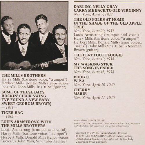 Mills Brothers & Louis Armstrong: Same, Giants Of Jazz (LPJT 49), I, 1986 Typ: LP Best.-Nr.: V4711 Preis: 9,00 Euro