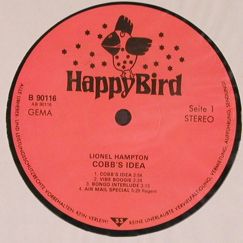 Hampton,Lionel: Cobb's Idea (hist.rec.), Happy Bird (B 90116), D Typ: LP Best.-Nr.: V4720 Preis: 9,00 Euro