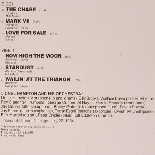 Hampton,Lionel: Chicago Jazz Concert (1954), CBS, I Love Jazz (CBS 21107), NL, 1984 Typ: LP Best.-Nr.: V4727 Preis: 7,50 Euro