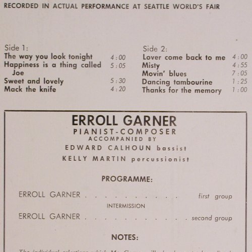 Garner,Erroll: One World Concert, Philips (632 202 BL), NL, Mono, 1963 Typ: LP Best.-Nr.: V4754 Preis: 22,50 Euro