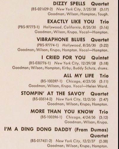 Goodman,Benny: B.G. The Small Groups (1936-38), RCA (LPM 521), D Typ: LP Best.-Nr.: V4760 Preis: 15,00 Euro