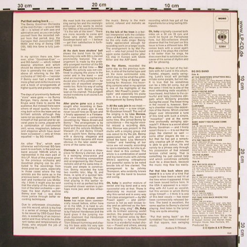 Goodman,Benny & His Orch.: Put that swing back ... 1942-1949, CBS (52964), S, Mono, 1971 Typ: LP Best.-Nr.: V4769 Preis: 9,00 Euro