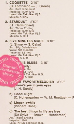 Ehrling,Thore - Orkester: Inspelingar fran 1941..1947, Telestar (TR 11111), S, 1972 Typ: LP Best.-Nr.: V4786 Preis: 9,00 Euro