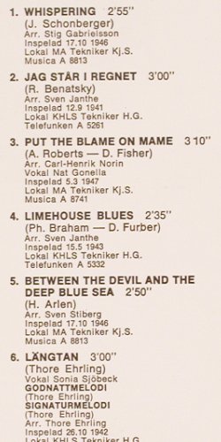 Ehrling,Thore - Orkester: Inspelingar fran 1941..1947, Telestar (TR 11111), S, 1972 Typ: LP Best.-Nr.: V4786 Preis: 9,00 Euro