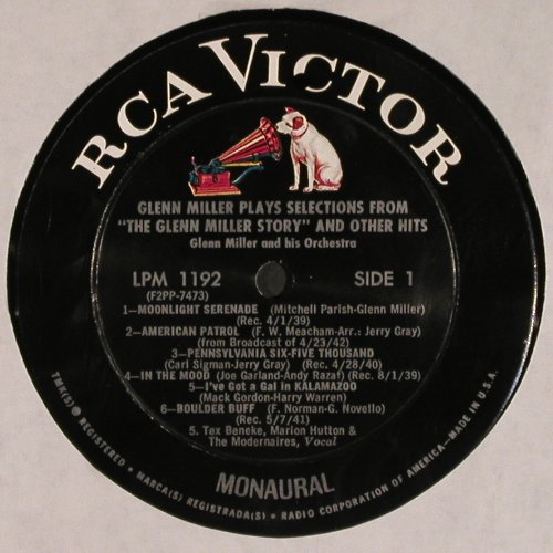 Miller,Glenn: play Selections from t-G.M.Story, RCA, Mono(LPM-1192 RE2), US,  - LP - V4808 - 7,50 Euro