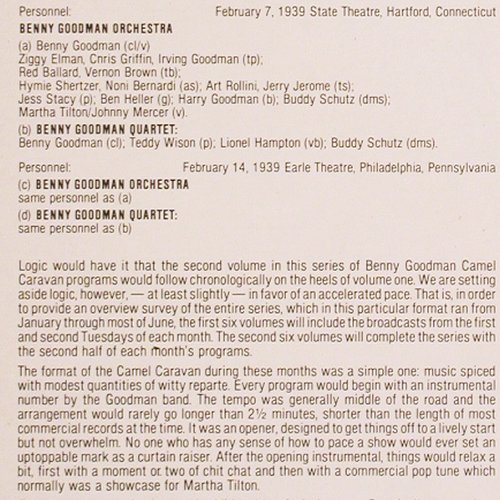 Goodman,Benny - CAMELCaravans Vol.2: Swingin' down the Lane, Broadcast, Genius of Jazz Prod.(GOJ 1033), UK, 1983 - LP - V4822 - 9,00 Euro