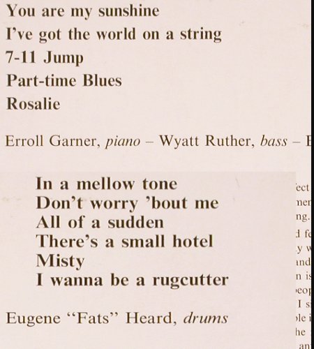 Garner,Erroll: plays, m-/vg+, Jazztone (J-1256),  Typ: LP Best.-Nr.: V4824 Preis: 7,50 Euro