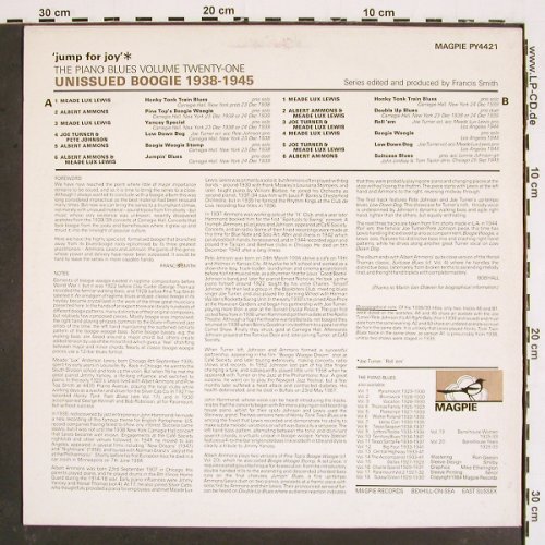 V.A.The Piano Blues: Unissued Boogie 1938-1945, Vol.21, Magpie (PY4421), UK, 1984 Typ: LP Best.-Nr.: V4827 Preis: 12,50 Euro
