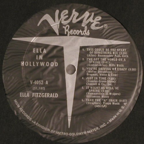 Fitzgerald,Ella: Ella In Hollywood, Live Crescendo, Verve (V-4052), US, woc, 1961 Typ: LP Best.-Nr.: V4850 Preis: 20,00 Euro