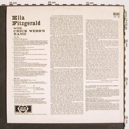 Fitzgerald,Ella: with Chick Webb's Band, rec.1939-40, Ace of Hearts, Mono (AH 36), UK,m /vg+, 1962 Typ: LP Best.-Nr.: V4852 Preis: 12,50 Euro