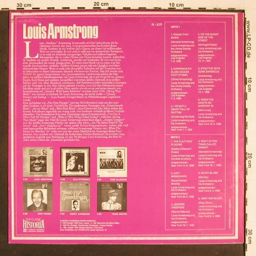 Armstrong,Louis: Swing That Music Satchmo (1936-39), Historia (H-619), D, 1970 Typ: LP Best.-Nr.: V5688 Preis: 6,00 Euro