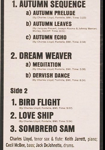 Lloyd Quartet,Charles: Dream Weaver (1966), Atlantic (SD 1459), US, Ri, co, 1975 Typ: LP Best.-Nr.: V6899 Preis: 25,00 Euro.