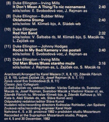 Classic Jazz Collegium: Ellingtonia, Supraphon (1115 3110 H), CZ, 1983 Typ: LP Best.-Nr.: Y733 Preis: 7,50 Euro.