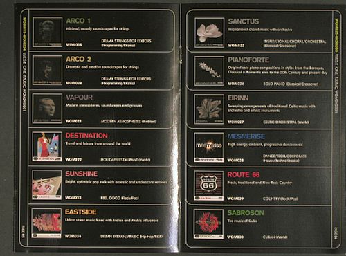 V.A.Library West One Music: 001-054 DVD Sound Library, WOM (WOMDVD001), Booklet, 2005 Typ: DVD Best.-Nr.: Z150 Preis: 25,00 Euro.