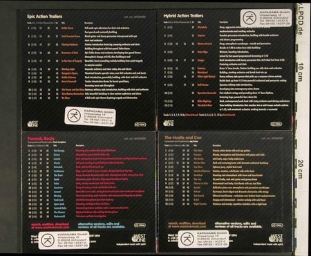 V.A.Library West One Music: 080-089  10CDs fr.Sound Library, WOM (2005-2006) (WOM 080-089),  Typ: 10CD Best.-Nr.: Z156 Preis: 15,00 Euro.