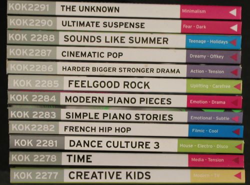 V.A.Library Koka Media: div.v.Nr2277 bis 2291,MusicLibrary, KOKA (KOK 22*), EU,Digi Typ: 12CD Best.-Nr.: Z164 Preis: 18,00 Euro.