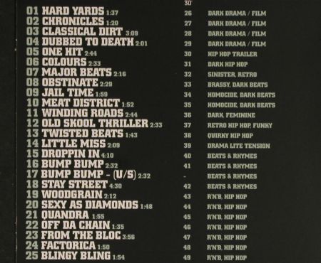 V.A.Library Cronicles of Hip Hop: 5 CDs from Music Library, Digi, Chappel (COHH-01&sol;COHH-05), like new, 2007 Typ: 5CD Best.-Nr.: Z168 Preis: 25,00 Euro.
