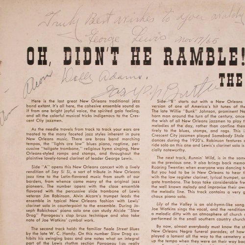 Lewis,George  Band - Autogr.: Oh,Didn't he Ramble, u.a.G.L. singn, Verve (MGV-8325), US,vg-/vg+, 1965 Typ: LP Best.-Nr.: V4444 Preis: 20,00 Euro