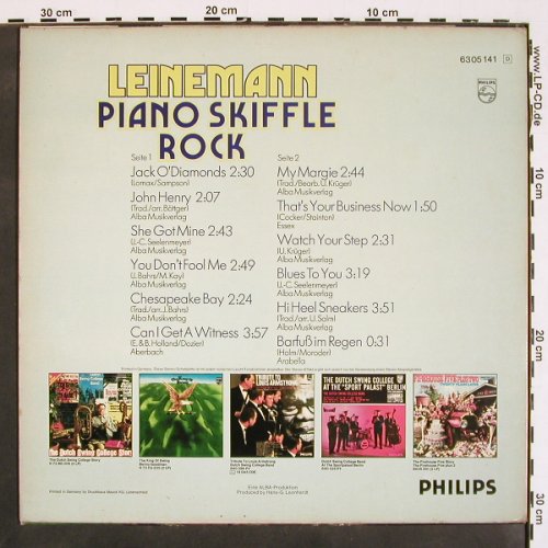 Leinemann: Piano Skiffle Rock, Philips (6305 141), D, 1972 Typ: LP Best.-Nr.: V4510 Preis: 7,50 Euro