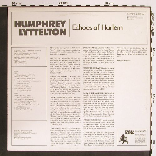 Lyttelton,Humphrey: Echoes of Harlem (1981), m-/vg+, Black Lion (BLM 51011), D, 1982 Typ: LP Best.-Nr.: V4512 Preis: 7,50 Euro