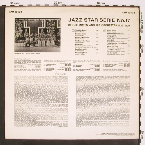 Moten,Benni  and his Orchestra: Jazz Star Serie No.17,Vol.2,1926-29, RCA Victor (LPM 10 122), D, m-/vg+ Typ: LP Best.-Nr.: V4682 Preis: 6,00 Euro