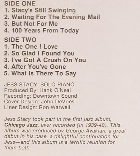 Stacy,Jess: Still Swingin', Chiaroscuro Records(CR 177), US, 1977 - LP - V4723 - 9,00 Euro
