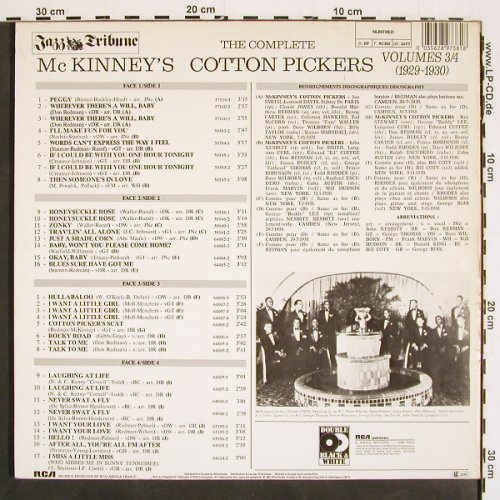 Mc Kinney's Cotton Pickers: Vol.3/4  (1929-1930), Foc, RCA (NL89738(2)), D, 1986 Typ: 2LP Best.-Nr.: V4764 Preis: 9,00 Euro