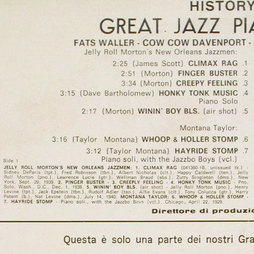 V.A.Great Jazz Pianos 1926-1940: Fats Waller... Cow Cow Davenport, Joker (SM 3121), I, 14Tr., 1971 Typ: LP Best.-Nr.: Y823 Preis: 6,00 Euro.