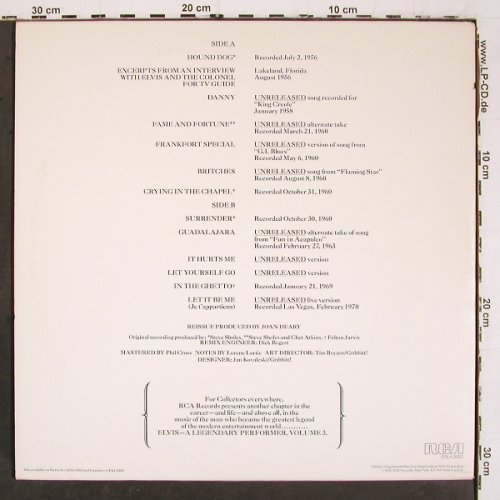 Presley,Elvis: A Legendary Performer 3, Booklet, RCA, woc on Innersleeve (CPL1-3082), US, co, 1978 Typ: LP Best.-Nr.: V6626 Preis: 7,50 Euro.