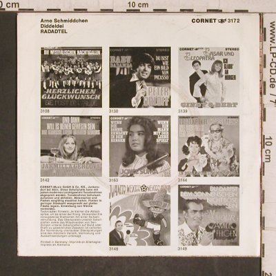 Radadtel: Arno Schmiddchen &sol; Diddeldei, Cornet (3172), D, 1969 Typ: 7" Best.-Nr.: T5829 Preis: 2,50 Euro.