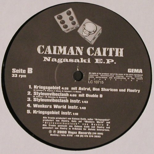 Caiman Caith: Nagasaki E.P., 10 Tr., Vegaz Records, LC (VR 000), D, 33rpm, 2000 Typ: 12" Best.-Nr.: B9135 Preis: 3,00 Euro.
