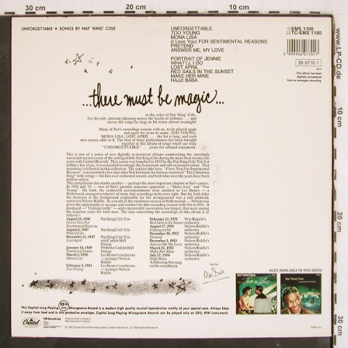 Cole,Nat King: Unforgettable (1955), rem., Capitol(EMS 1100), UK, Ri,  - LP - V4000 - 6,00 Euro