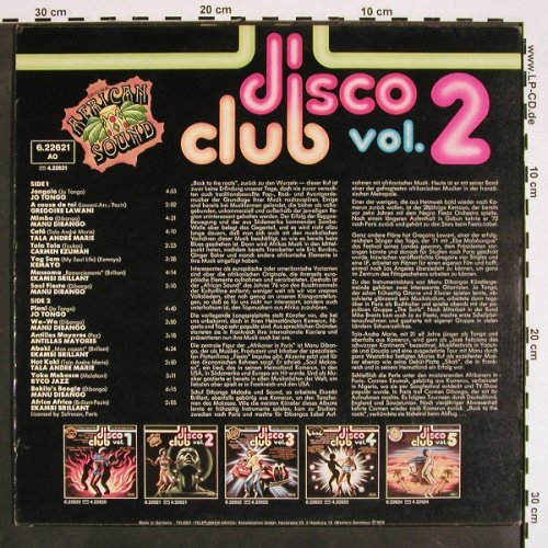 V.A.Disco Club Vol.2: Jo Tongo... Ekambi Brillant, 16 Tr., Decca(6.22621 AO), D, m /vg+, 1976 - LP - V4181 - 9,00 Euro