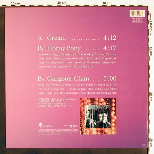 Prince & NPG: Cream / Horny Pony/ Gangster Glam, Paisley Park Rec.(9362-40213-0), D, 1991 - 12inch - V4431 - 7,50 Euro