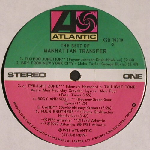 Manhattans: The Best Of, Atlantic (XSD 19319), CDN, 1981 Typ: LP Best.-Nr.: V4502 Preis: 6,00 Euro