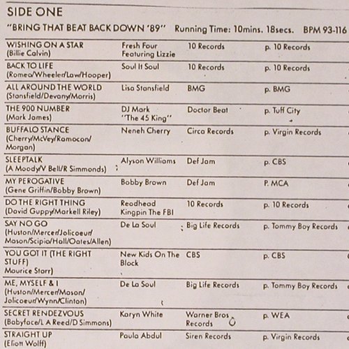 V.A.Mastermix: Bring that beat back down 89, Music Factory (MFMM 42), , 1989 Typ: 12" Best.-Nr.: V4657 Preis: 5,00 Euro