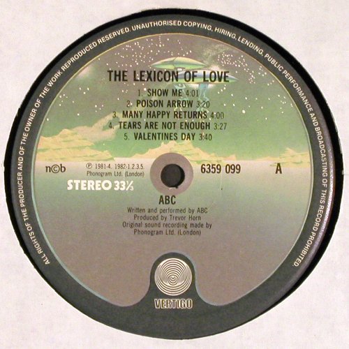 ABC: The Lexicon Of Love, m-/vg+, Vertigo (6359 099), S, 1982 Typ: LP Best.-Nr.: V4695 Preis: 5,00 Euro